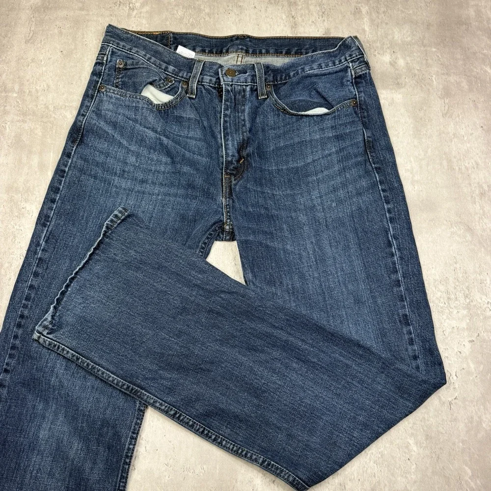 Levis 527 Jeans Mens 32x34 Blue Bootcut Mid Rise Dark Wash Cotton Work Rodeo